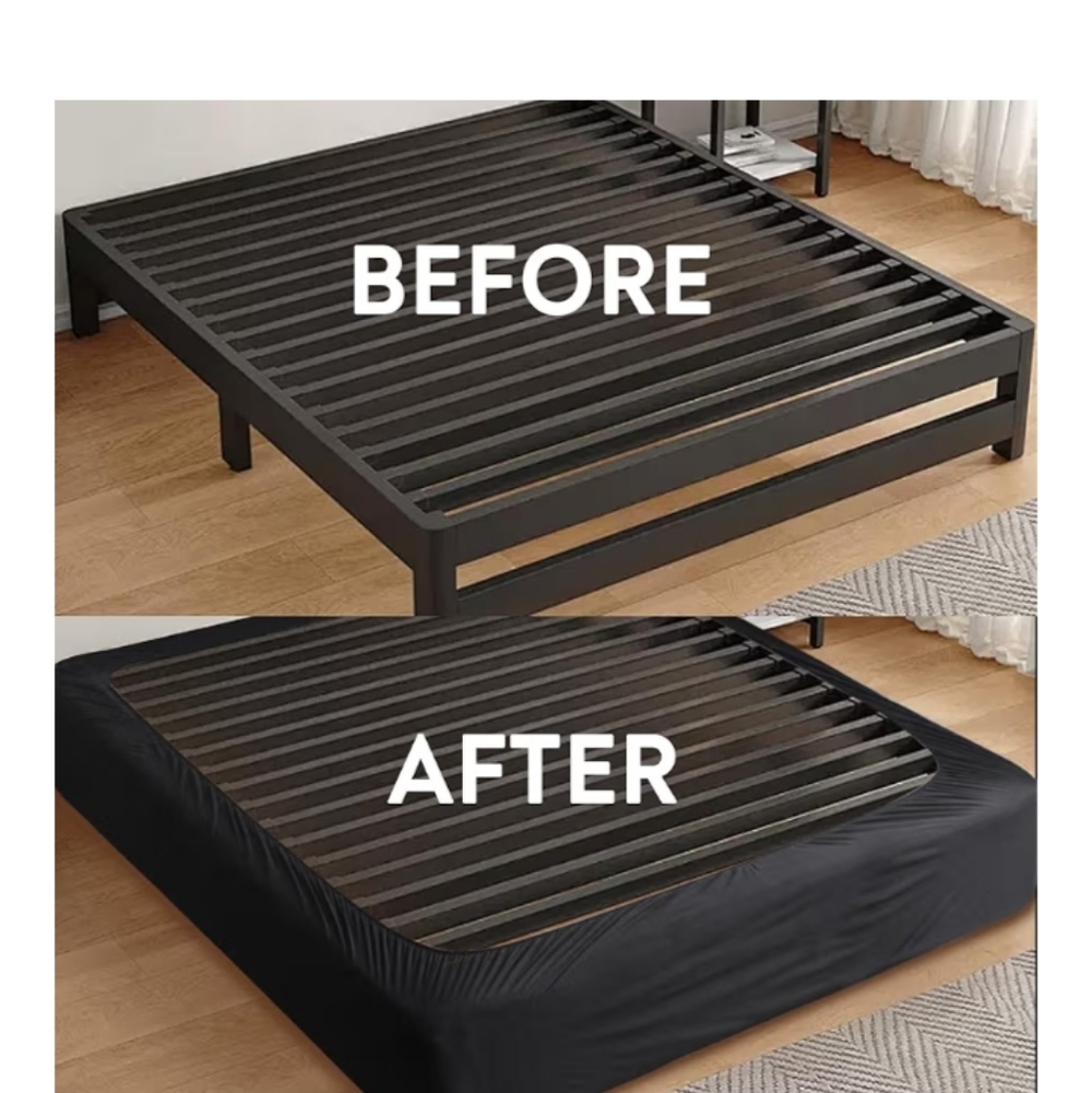 Box Spring Cover Queen Size - Black Jersey Knit & Stretchy Wrap Around 4 Sides - Picture 5 of 8